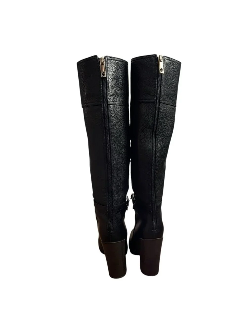 Tory Burch Jenna Black Leather Tall Heeled Boots Women's 9.5